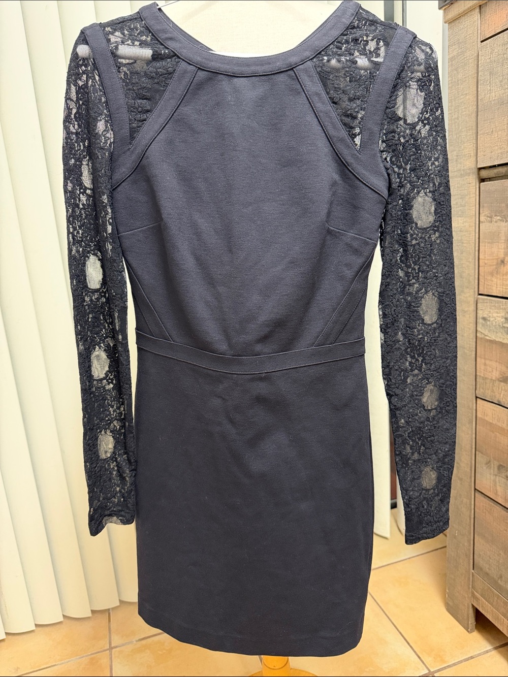 Guess by Marciano Black Lace-Sleeve Sheath Dress - Women's